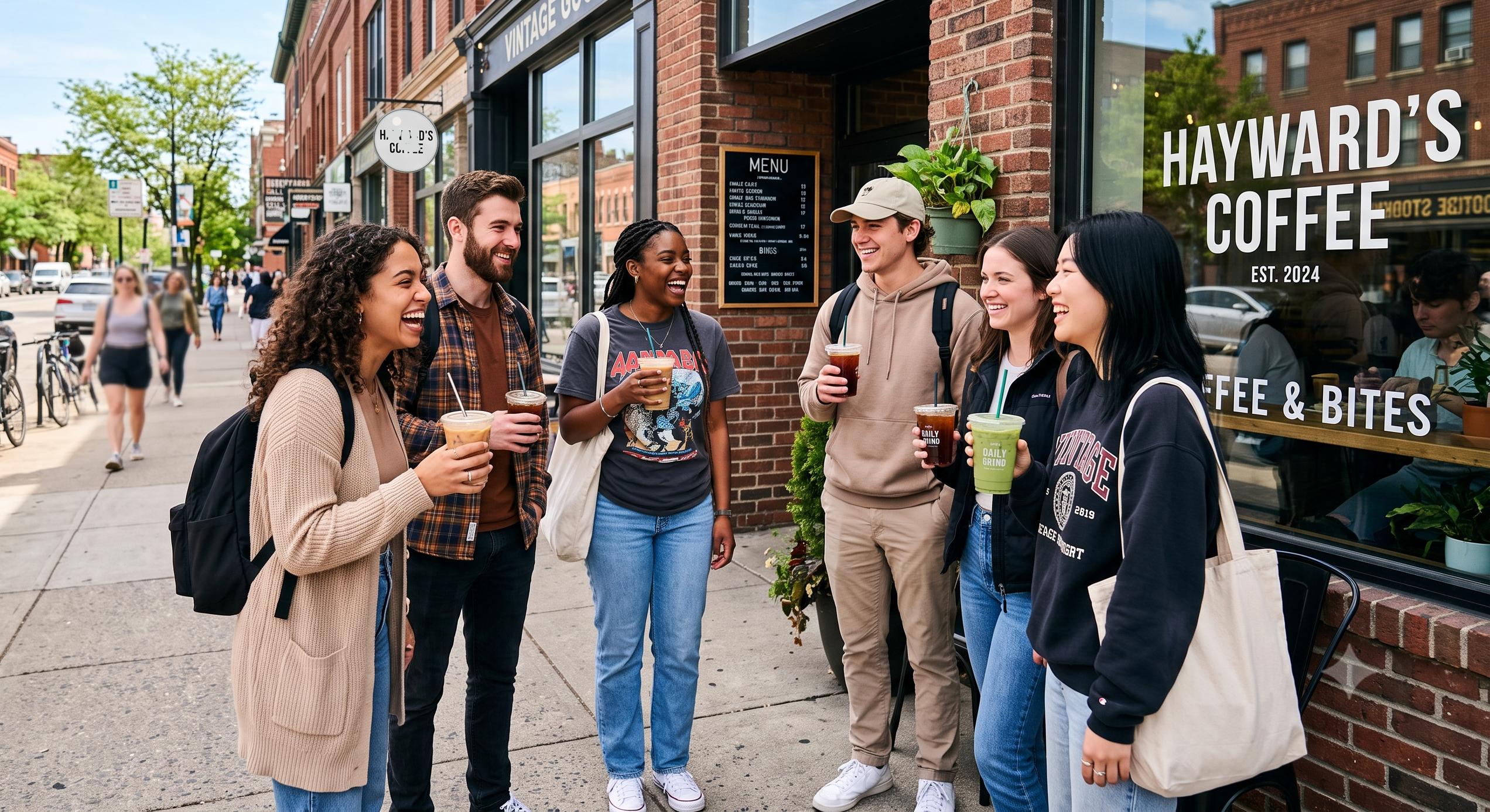 gen z with cold coffee drinks